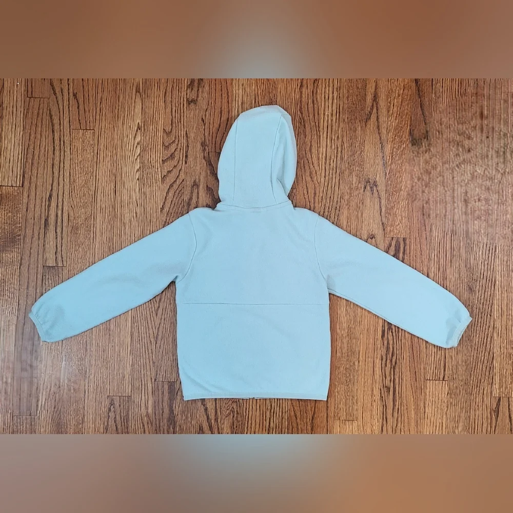 The North Face Girls Size 6 XS Mint Green Zip Up Hooded Fleece Jacket